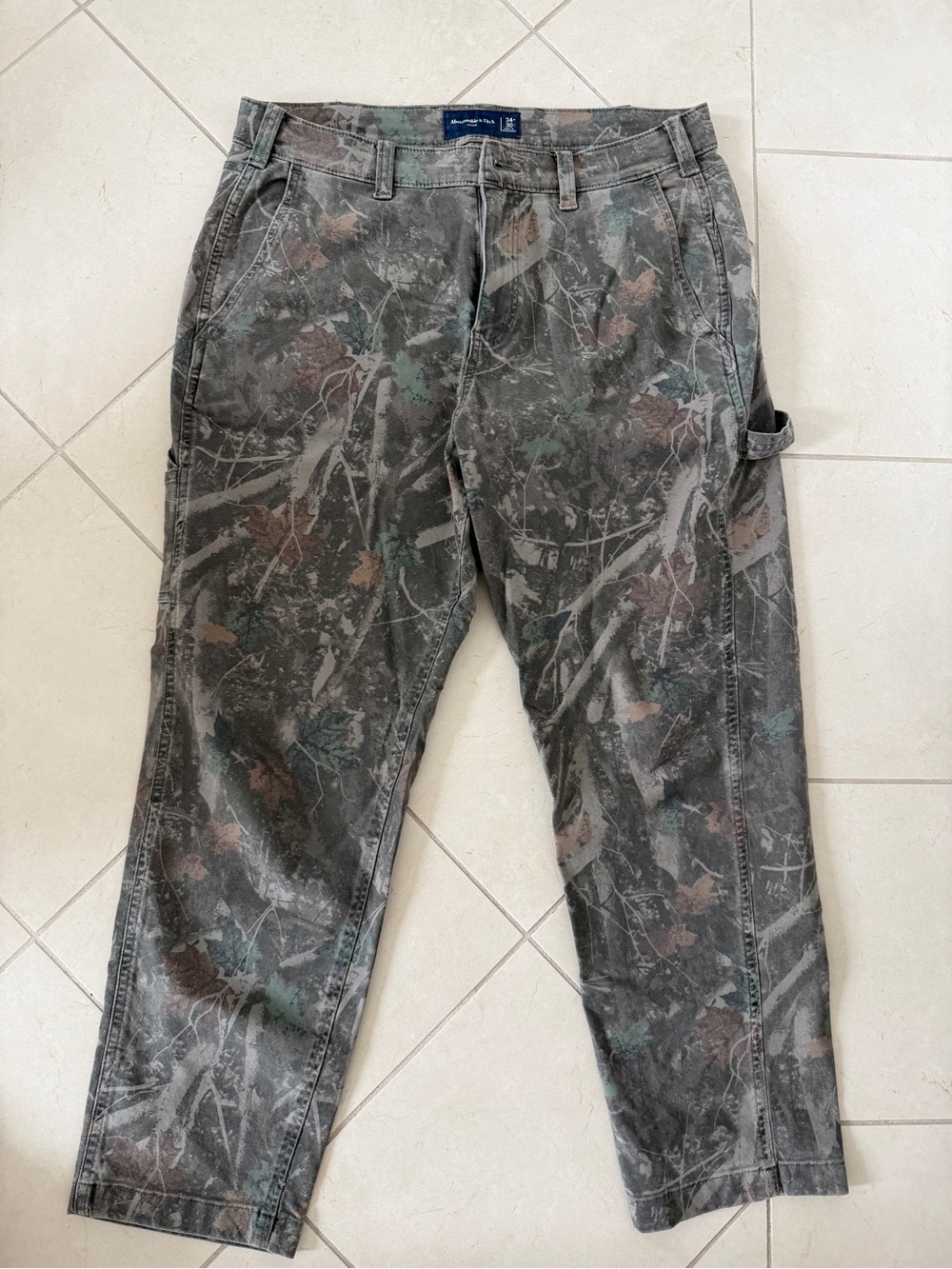 Abercrombie & Fitch Men's Camouflage Carpenter Pants - Gray, Green, Brown